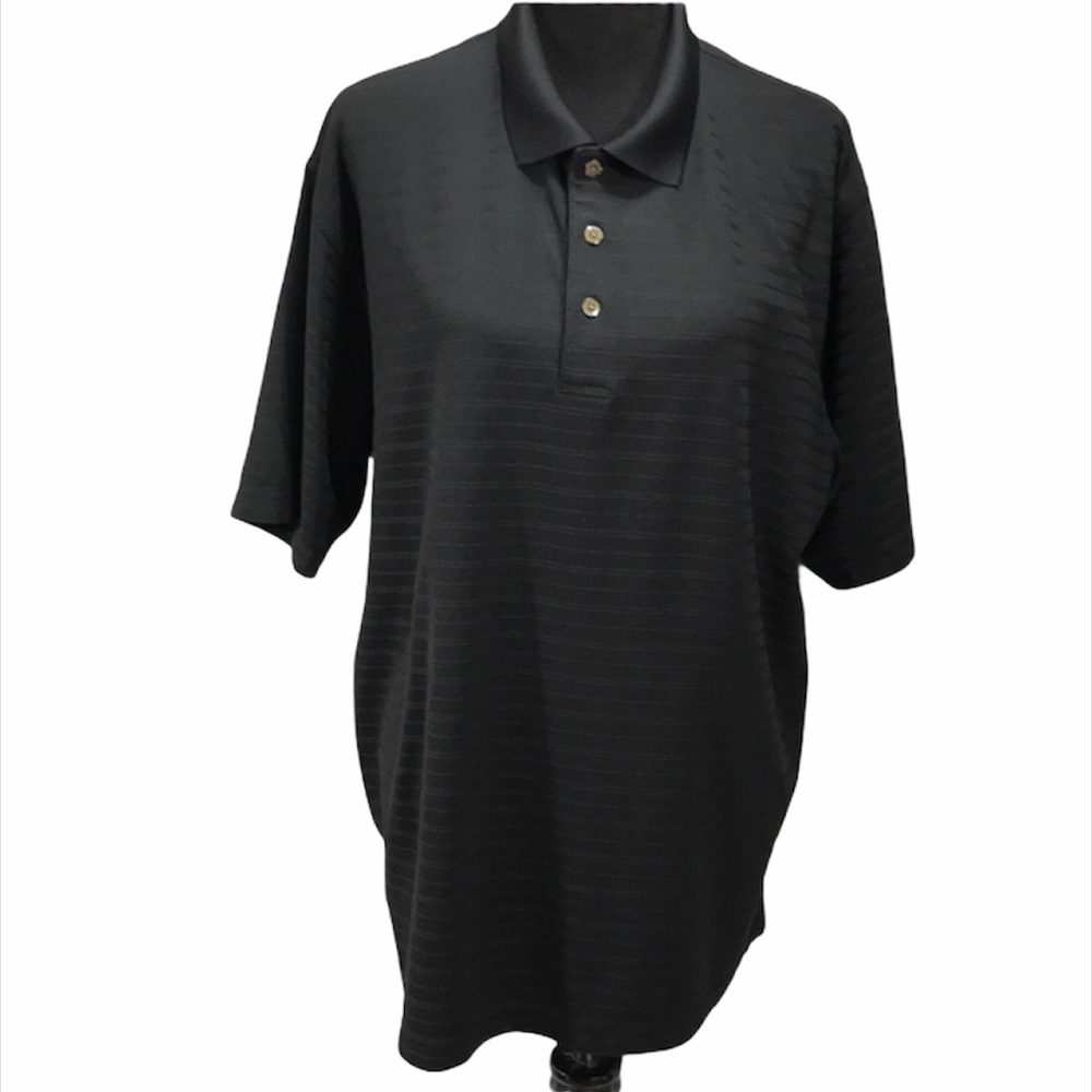 Grandslam Golf Striped Polo Shirt, Black, X-Large